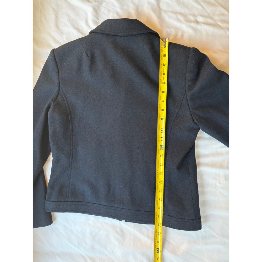 Vintage Compagnie Internationale Express Black 100% Wool Zip Up Jacket Size 5/6 - Picture 7 of 8